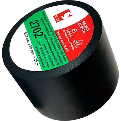 SCAPA 2702 Nastro Isolante PVC, 25m Lungh x 50mm Altezza, Nero, Confezioni da 48