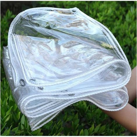 Bâche transparente, couverture imperméable et résistante au gel en PVC de 0,5 mm avec œillets métalliques, membrane imperméable flexible, pour barbecues de balcon de serre, personnalisable (3 x 1,5 mè (1/5)