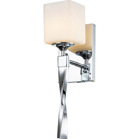 Badezimmerleuchte Metall Glas G9 IP44 H: 41,3 cm Chrom poliert Weiß warmweißes Licht 3000 K 300 lm (1/5)
