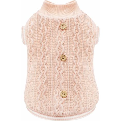 25 cm: Maglione con maniche a costina fodera in felpa rosa modello Tresser per cani