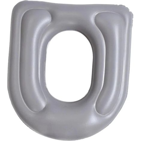 Siège de toilette gonflable, gris, monobloc, coussin rond réglable en hauteur (1/5)