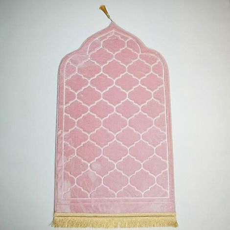 Tapis de prière rouge rembourré et doux pour adultes (65 x 115 cm) (rose)
