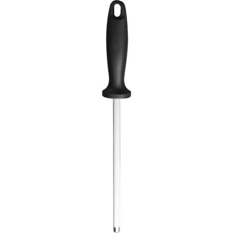 Fusil à Aiguiser, Chromé, Longueur : 33 cm, Manche Plastique Noir avec Trou de Suspension