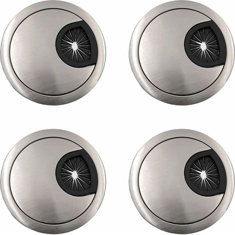 4 PCS Alliage de Zinc Passe Câble Passage de Câble en Métal de 60mm, Couvercle de Trou de Câble de Bureau d'ordinateur, Trou de Gestion de Passe-câble