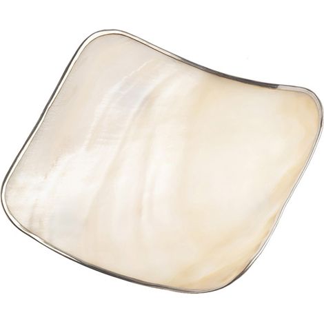 SHELL - Coupelle carrée en nacre avec un liseré argent sur le bord - Élégante et décorative (1/2)
