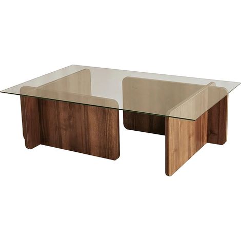 Table basse en verre trempé - Naturel foncé et Transparent - AZRA (1/10)