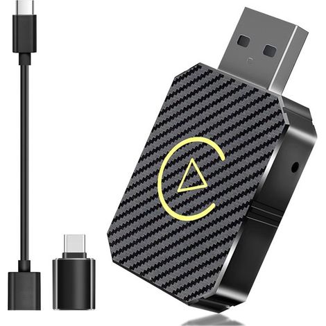 CarPlay Dongle Kabelloses CarPlay kompatibel mit Apple iPhone, inklusive USB und USB C Verlängerungskabel, für Fahrzeuge ab Baujahr 2016 und iOS (1/5)