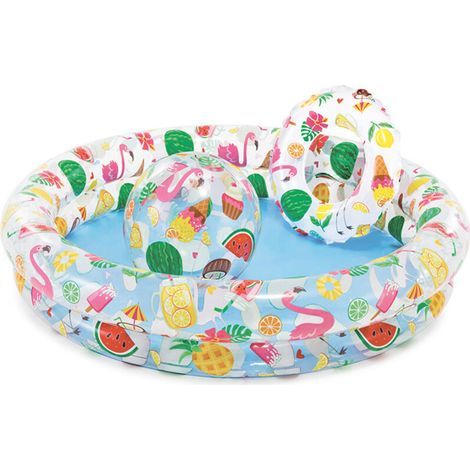 Aufblasbares Schwimmbecken – 122 cm Durchmesser – Für Kinder ab 2 Jahren – Mit aufblasbarem Ring und Ball – 1 Stück (1/5)