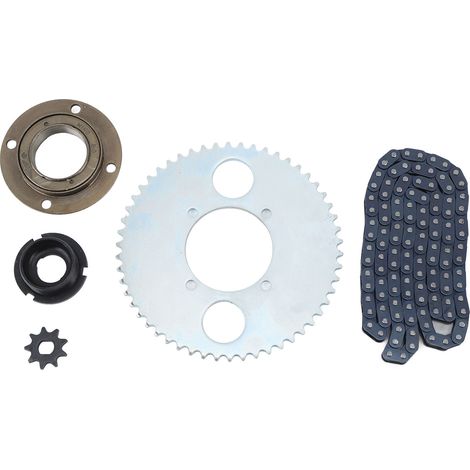 T8F Stahlkettensatz, 116 Glieder, zahnloser Freilauf, 54T Kettenblattverbinder, 9T Ritzel, DIY Fahrrad-/Roller-Montagesatz (1/4)