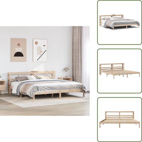 The Living Store Letto senza Materasso 200x200 cm in Legno Massello di Pino - Letto in legno