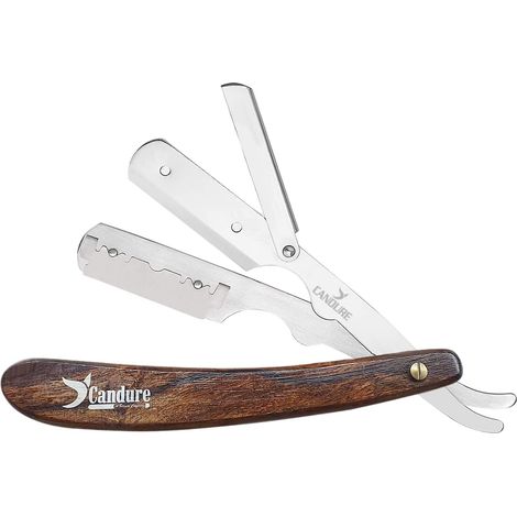 Rasoir de Barbier - Coupe Choux barbe Rasoir Homme Barbier Manuel pour Professionel et Utilisation Personnelle Entretien Barbe avec 10 Lames (Bois) (1/5)