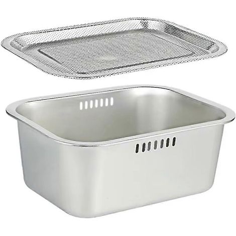 Bassine à vaisselle portable en acier inoxydable, bassine multifonctionnelle pour la vaisselle et le lavage des légumes (1/5)