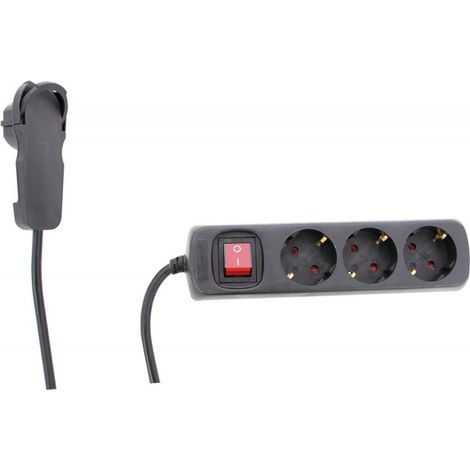 Power Strip 3 Outlets con interruptor negro 5M inteligente (por 4) (1/2)