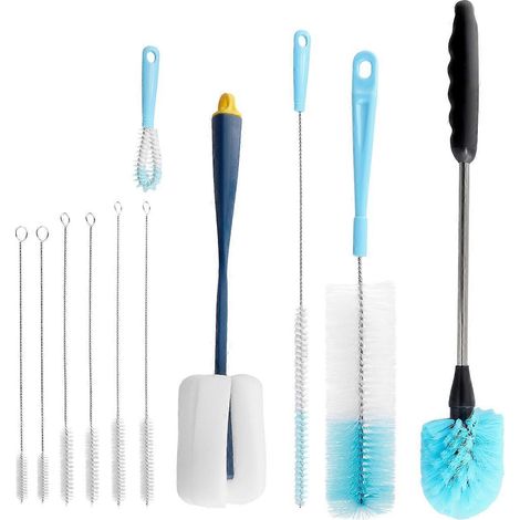 Ensemble de brosses multifonctionnelles, goupillon pour bouteille, brosse antistatique -- (1/5)