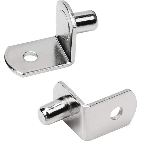 6mm L-Shaped Support Shelf Bracket Pegs with Hole, Polished Nickel Steel Shelf Support Pegs for Kitchen & Bookcase (1/5)