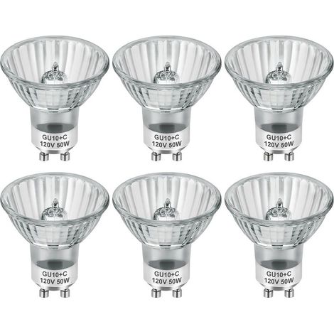 Ampoule halogène GU10 120 V 50 W pour hottes de cuisine et de salle de bain, GU10+C, lot de 6 (1/5)
