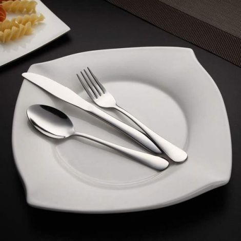 Couverts - Set 8 Pièces En Acier Inoxydable - Pour Voyage Camping Pique-Nique - 1 Fourchette 1 Couteau 1 Cuillère 1 Cuillère À Soupe 2 Baguettes 1 Fourchette À Salade 1 Cuillère À Café (1/4)
