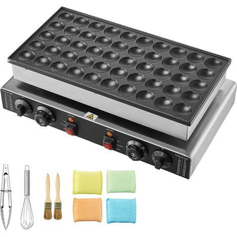Machine à Poffertjes 50 pièces, 43 mm, 1700 W, acier inoxydable antiadhésif, double contrôle température/temps, pour maison et restaurant. (1/5)