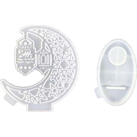 Moules porte-bougies en forme de lune pour l'Aïd, avec base pour bougeoirs chauffe-plat (1/4)