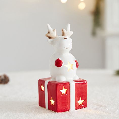Snowman - Ceramic Christmas Ornament - Tabletop Decoration - White - 1 Piece (1/5)