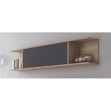 Etagère murale coloris chêne cambrian, graphite- Longueur 160 x Profondeur 27.8 x Hauteur 35.2 cm -PEGANE- (1/3)