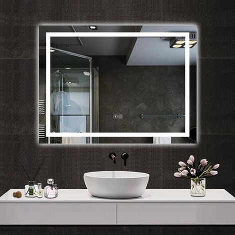 Ducha Casa Espejo de baño con led,80 x 60 cm, luz con 3 colores, función bluetooth ,antinieble, brillo regulable, función de memoria agapada, apagado automático tras una hora de inactividad (1/5)