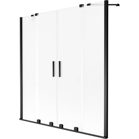 Mexen Velar Duo paratia per vasca da bagno a 2 ante scorrevole 140 x 150 cm, satinato, nero - 896-140-000-32-70 (1/2)