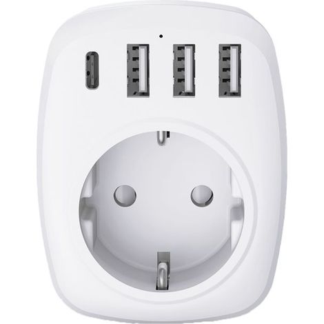 Adaptateur voyage UE/UK - 4 ports USB - Blanc - Voltman (1/3)