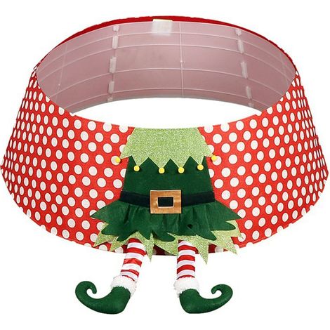Collier de sapin de Noël 76 cm Pieds d'elfe Tapis de sapin Anneau de protection pour la base Décoration intérieure et extérieure Hiver Nouvel An (1/5)