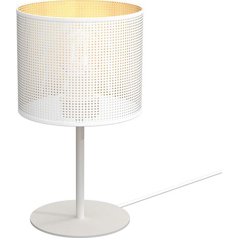 Lampe de table loft blanche grille Ø18 or E27 Luminex
