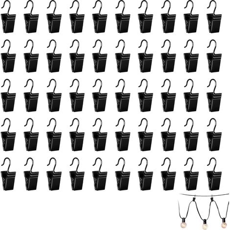 50 Pièces Pinces à Rideaux avec Crochets, Clips Rideaux Métalliques en Acier Inoxydable Noir, Crochets en S pour Rideaux, Voilages, Rideaux de Douche, Photos, Serviettes et Décoration Maison (1/5)