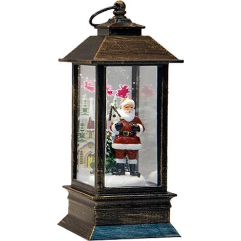 Décorations de Noël en plein air Lanterne de Noël avec LED Vintage Suspendu Lanterne à Paillettes de Noël Arbre à Piles Bonhomme de Neige Père Noël Lanternes de Noël Intérieur pour Table Chambre (1/5)