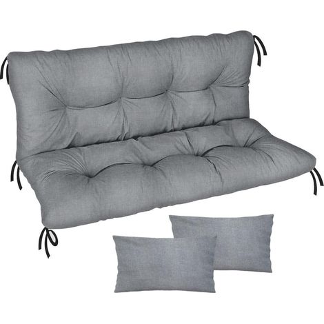 Ferocity Coussin de rechange pour balancelle de jardin 120x50 cm – Set assise + dossier + 2 coussins – Matelas rembourré – Coloris Lin (1/5)