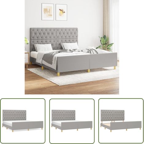 The Living Store Cadre de lit sans matelas gris clair 160x200 cm tissu - Cadre De Lit - Lit Double - Têtière De Lit - Literie - Meubles De Chambre (1/5)