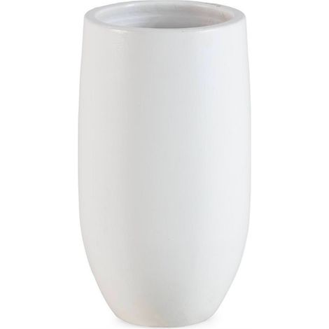 Vase en terre cuite blanc au galbe doux - blanc (1/3)