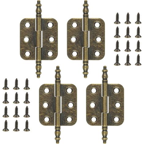 Vintage-Möbelscharniere, dicke bronzene Klappscharniere, geeignet für Vintage-Möbel, Schränke und Schmuckkästchen (bronzefarben, 70 34 mm - 4 Stück). (1/5)