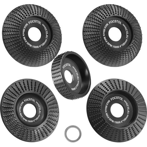 Holz Schleifscheiben für Winkelschleifer, 5er Set, 100mm & 75mm, Stahl, zum Schnitzen & Formen (1/5)