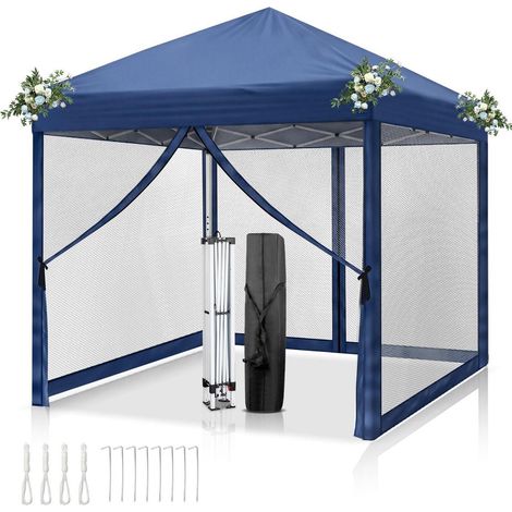 Faltpavillon 3x3m mit Moskitonetzen, wasserdicht, UV-Schutz 50+, höhenverstellbar (1/5)