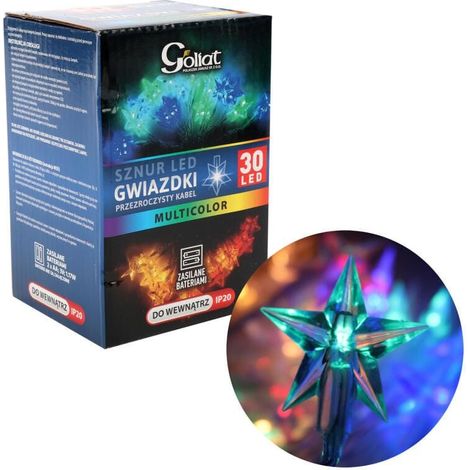 Guirnalda de 30 luces LED multicolores con forma de estrella - Funciona con pilas (1/5)