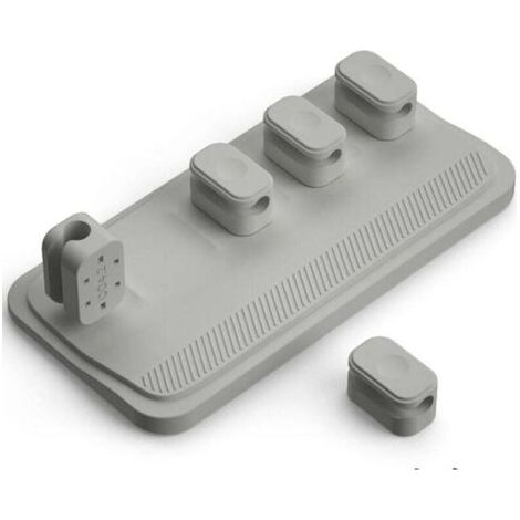 1 pince magnétique grise pour câbles, avec 5 attaches et 1 base. Organisateur de câbles, support de rangement pour câbles de chargeur, d'ordinateur o (1/4)