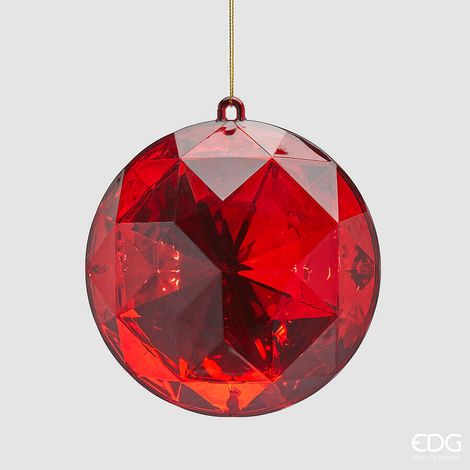 EDG Enzo De Gasperi Decoro Diamante Rotondo di Natale da Appendere D 12,5 Cm L 6,5 Cm Pp Red