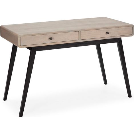 Schreibtisch 120X55X76 Schwarz/Naturholz mit grauer Patina (1/4)