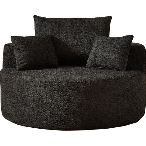Sillón individual de tela chenille negro, sin montaje, MODENUIT (1/5)