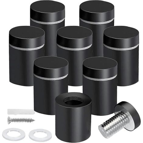 Lot de 8 vis d'écartement 3/4 x 1 pouce noires pour panneaux suspendus, cadres photo en acrylique, publicité (1/5)