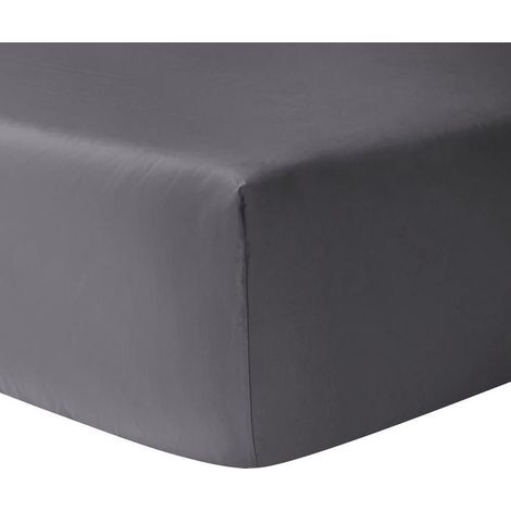 Umberto Ravelli – Drap housse coton 140 x 190 cm – Bonnet 30 cm – Gris – 100% coton pour confort optimal
