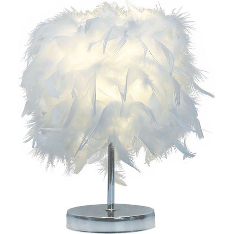 Lampe de chevet simple en plumes, lampe de chevet argentée style princesse (1/5)