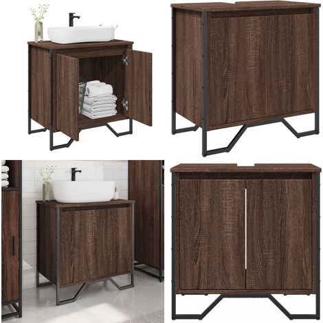 Mobile Lavabo Bagno Rovere Marrone 60x35x60cm in Truciolato - Lavabo - Armadio da bagno