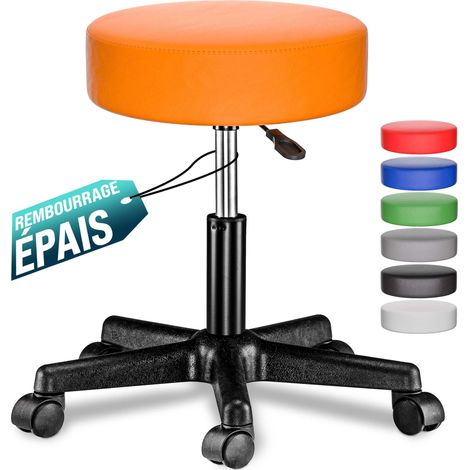 Casaria – Tabouret de bureau réglable en hauteur – Pivotable 360° – Assise en similicuir épais – Pour environnements de travail variés