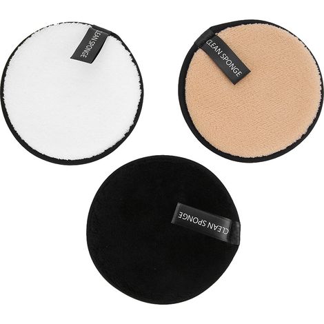 Lot de 3 éponges démaquillantes réutilisables en microfibre, lingettes nettoyantes pour visage3 (1/5)