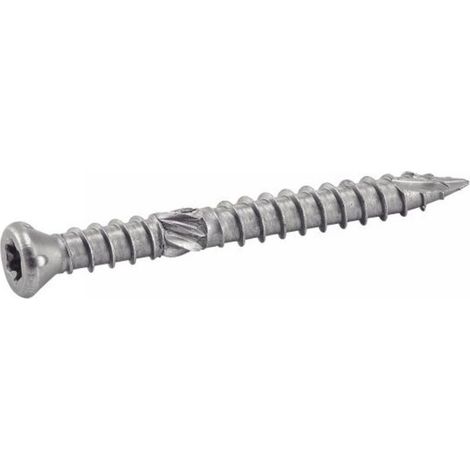 – Vis terrasse tête fraisée réduite six lobes – Double filet – Inox A2 – Longueur 60 mm – Boîte de 200 (1/5)